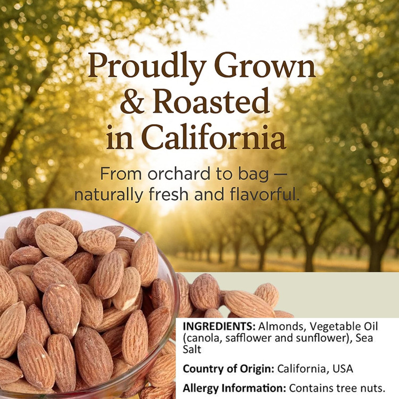 Roasted and Salted Almonds in Resealable Bag 16 Oz gallery