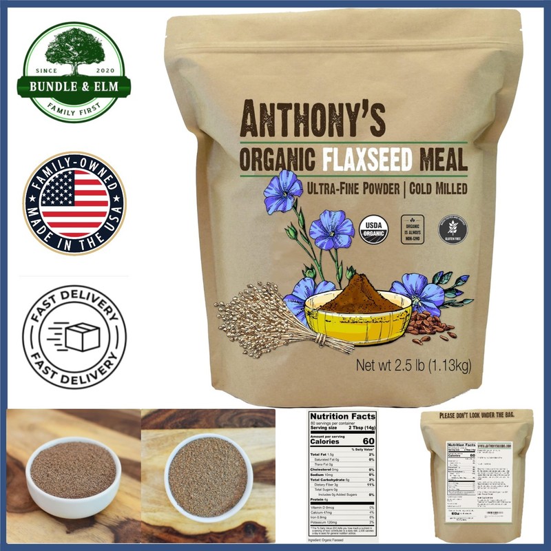 Gluten Free Organic Flaxseed Meal 2.5 lb Ultra Fine Powder for Smoothies