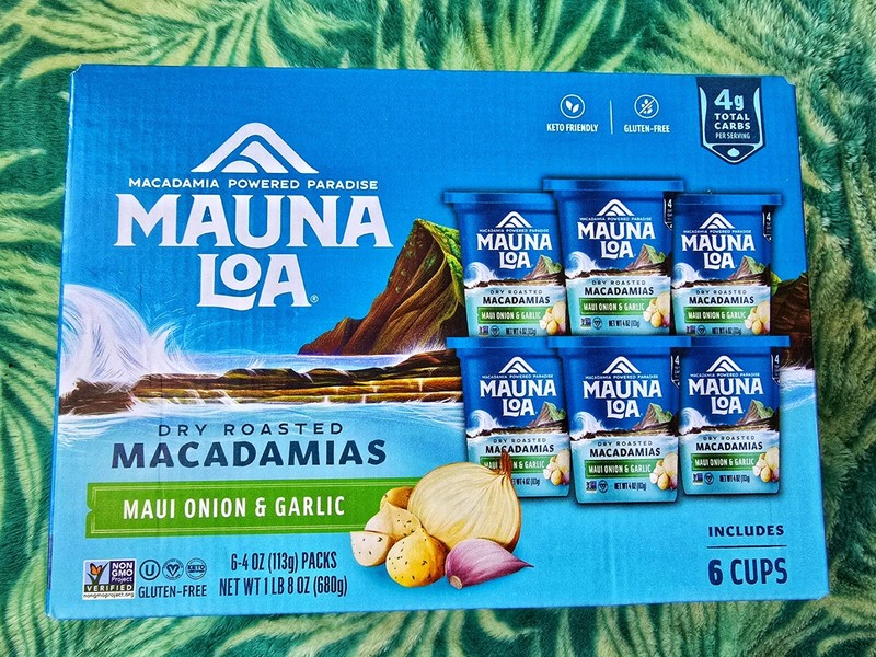 NEW Mauna Loa - Dry Roasted Macadamia - Maui Onion & Garlic - 6 Cups Per Pack