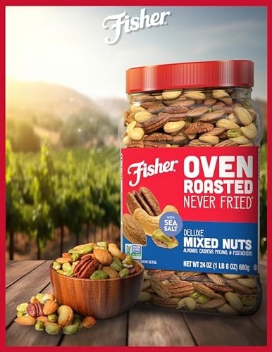 Deluxe Mixed Nuts 24oz - Oven Roasted, No Oil, Gluten Free, Healthy Snack Mix, A gallery