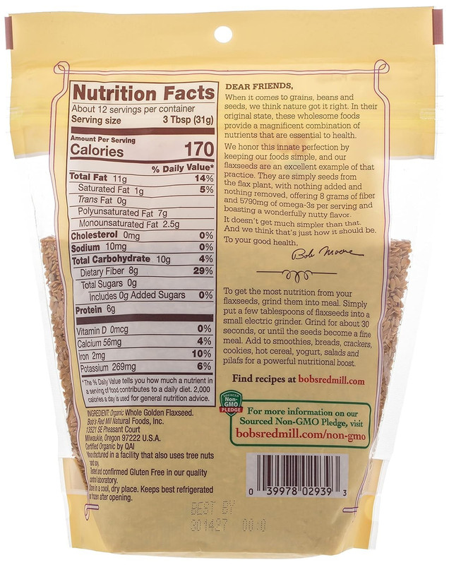 Resealable Organic Whole Golden Flaxseed, 13 Ounce (Pack of 1) gallery