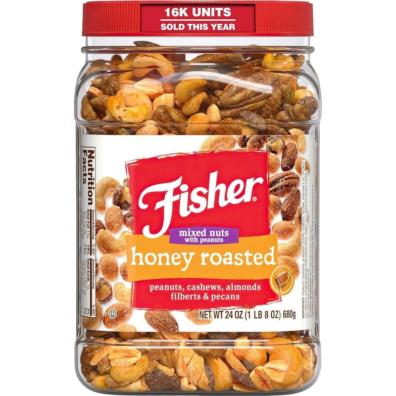 24 Oz Honey Roasted Mixed Nuts with Peanuts: Protein-Packed Snack Canister gallery