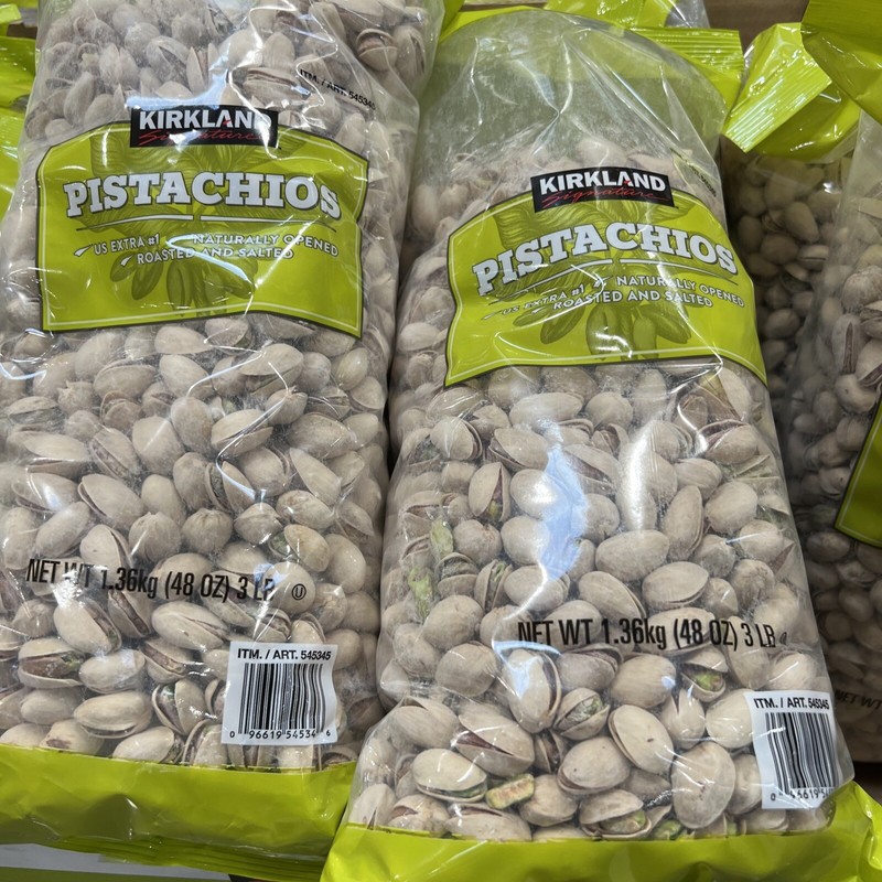 Kirkland Pistachios Roasted & Salted 3 LBS Bag In Shell Natural Opened Nuts NIP