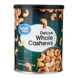 Deluxe Whole Cashews Salted 16 oz Roasted Snack