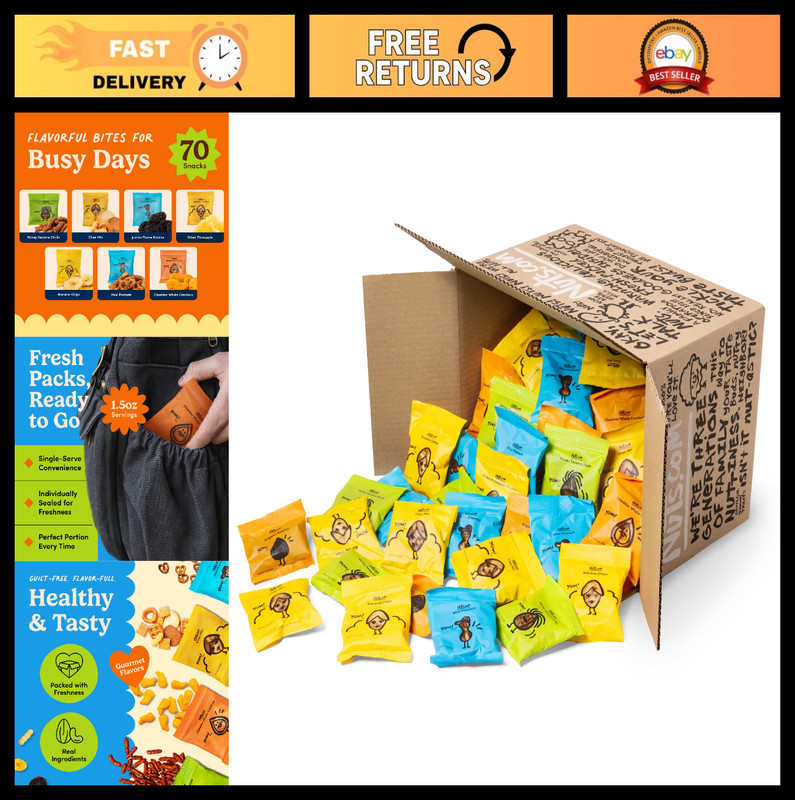 Nut-Free Snack Variety Pack - 70 Count Assorted Nuts, Pretzels & Dried Fruit - H