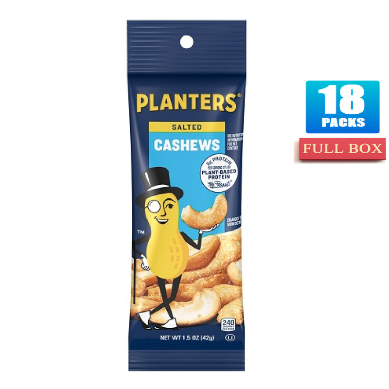 18x Packs Planters Salted Cashews Tube – 1.5oz Each