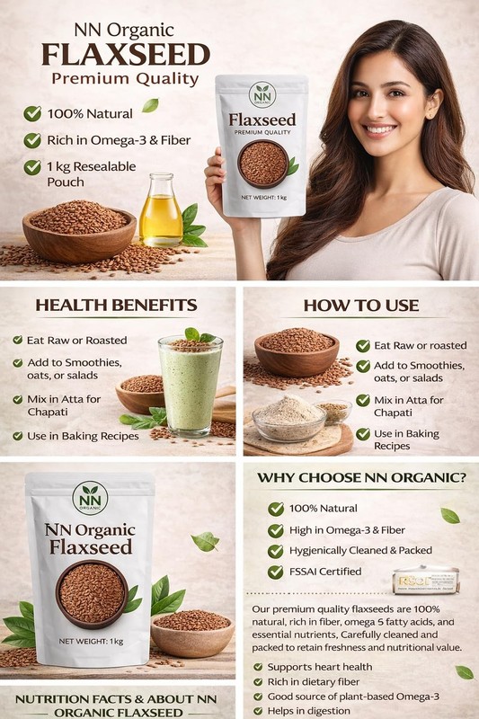 Flax Seeds 1kg - Raw Unroasted Flaxseed Alsi Seeds for Eating gallery