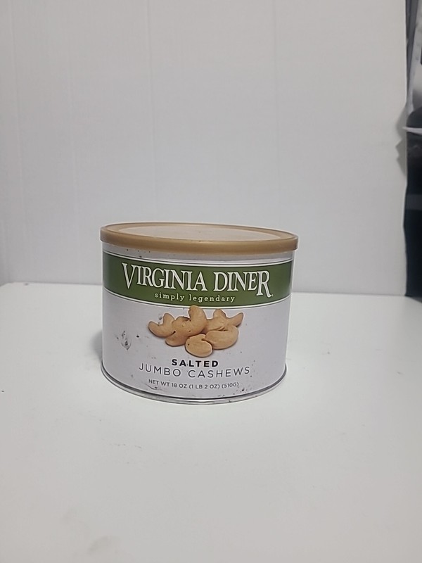 Virginia Diner Gourmet Natural Jumbo Salted Cashews, 18 Oz. Imperfect Tin