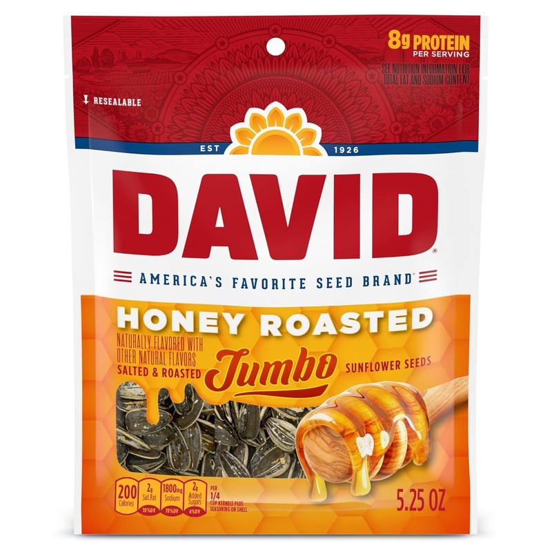 BIGS Dill Pickle + DAVID Jumbo Sunflower Seeds 3 Pack Honey Roasted Cracked Pepp gallery