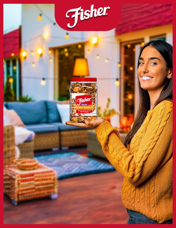 Fisher Snack Honey Roasted Mixed Nuts with Peanuts, 24 Ounces, Peanuts, Cashews, gallery