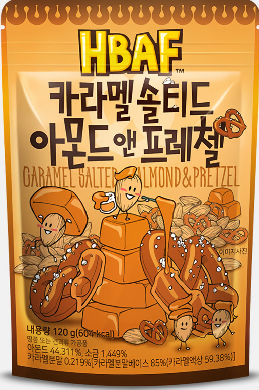 HBAF Korean Snack 15 kinds of Almond Honey butter, Wasabi, Caramel, Laver (120g)