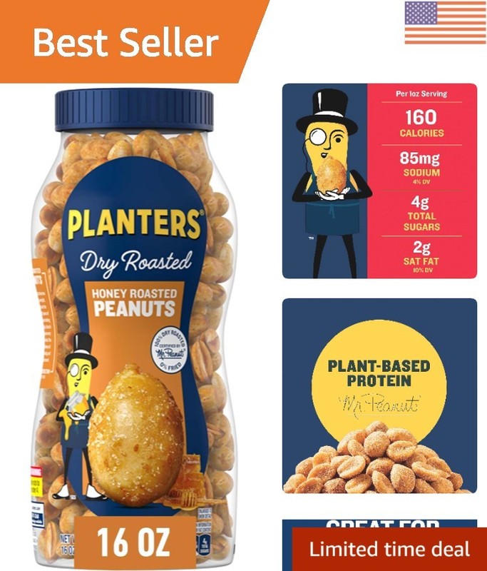 Nutritious 16oz Honey Roasted Peanuts – Perfect After School Plant-Based Snack