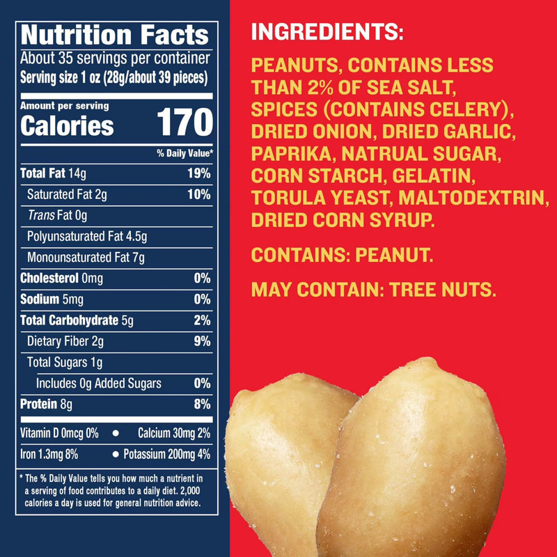 PLANTERS Lightly Salted Dry Roasted Peanuts, Party Snacks, Plant Based Protein gallery