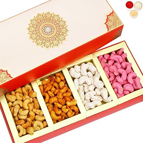 Ghasitaram Gifts Bhaidooj Gifts Dryfruits - Fusion 4 Part Assorted Cashews Box