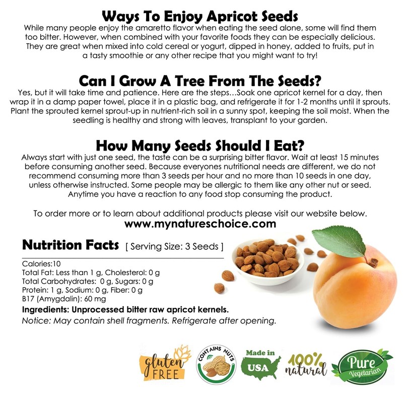 Bitter Apricot Seeds 100% Natural, Organic, California Grown - 8 OZ Pack gallery