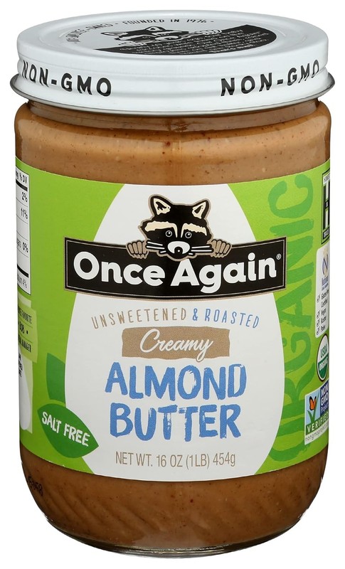 Organic Creamy Almond Butter 16oz Roasted Salt Free Unsweetened USDA Organic