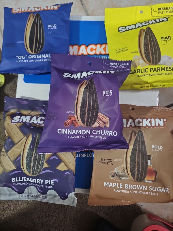 Smackin’ Variety Jumbo Sunflower Seeds 4oz Multi pack