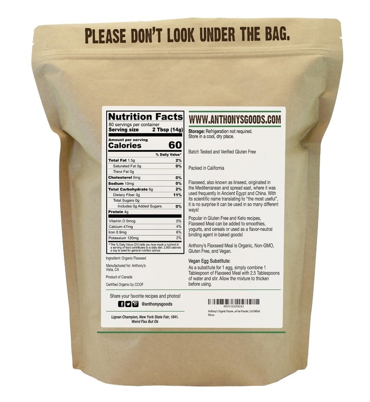 Organic Flaxseed Meal 2.5 lb - Gluten Free, Ultra Fine Ground Powder, Keto Frien gallery