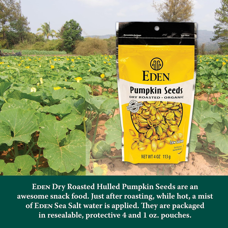 Organic Pumpkin Seeds, Shelled, Dry Roasted and Lightly Sea Salted, to Eat, 4 Oz gallery