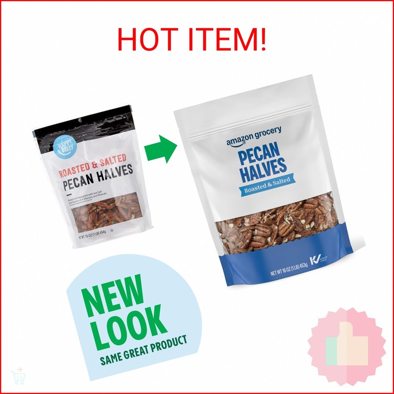 Amazon Grocery, Pecan Halves, Roasted & Salted, 16 Oz (Previously Happy Belly, P gallery