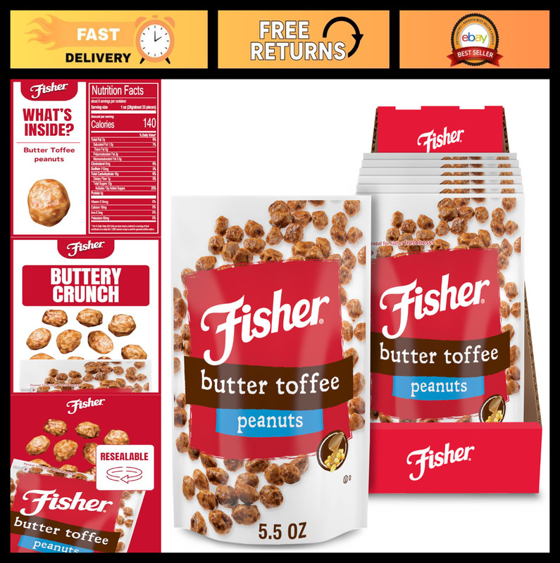 Butter Toffee Peanuts Snack Pack – 5.5oz (6 Count) – No Artificial Colors/Flavor