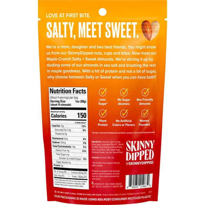 Skinny Dipped Salty Sweet Maple Crunch Almonds Mix 4 oz gallery