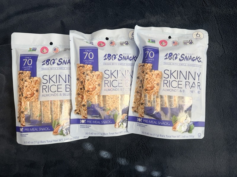 Skinny Rice Bar Almonds And Blueberry Bundle Of 3 Packs (6 Bars In Each)