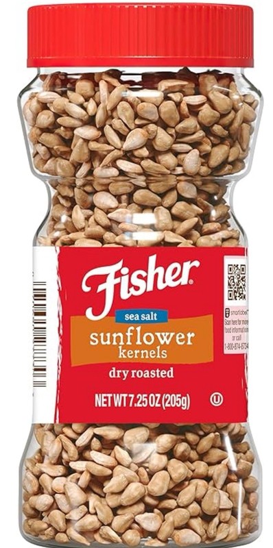 Fisher Dry Roasted Sunflower Seeds Kernels with Sea Salt, 7.25 oz, Sunflower See
