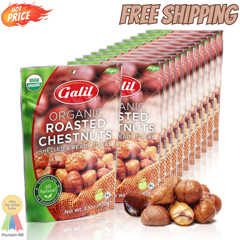 Galil Organic Roasted Chestnuts Pack of 12 Shelled & Ready to Eat – Gluten Fr…