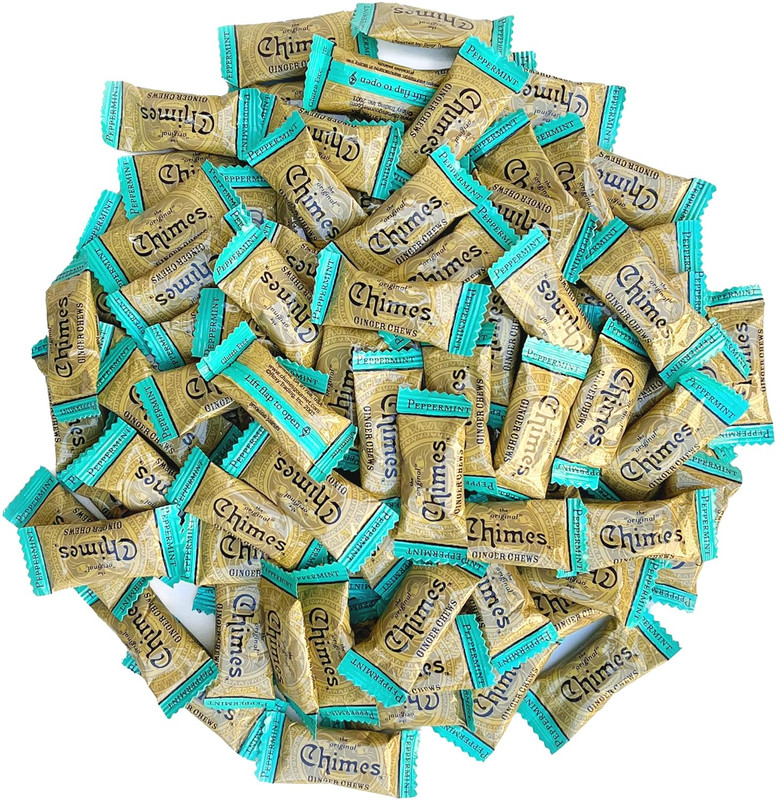PEPPERMINT Ginger Chews (1-Pound 1 LB BAG) Premium Natural Chewy Ginger Candy —