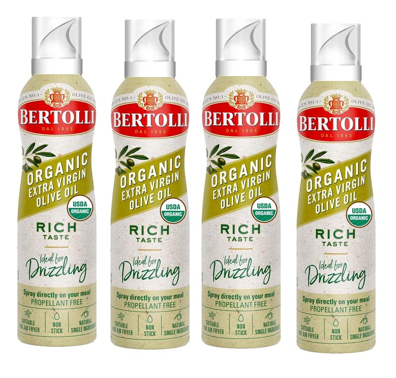 Organic Extra Virgin Olive Oil Spray by Bertolli - 4 Pack, Rich Flavor, 4.9 oz