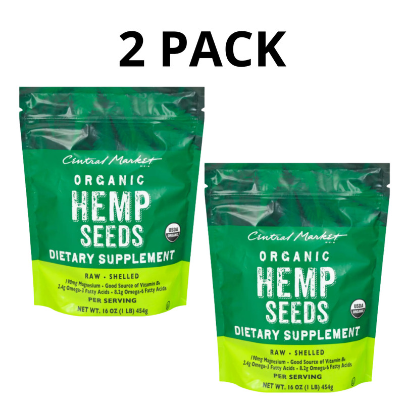 Central Market Organic Raw Shelled Hemp Seeds 16 oz - 2 PACK