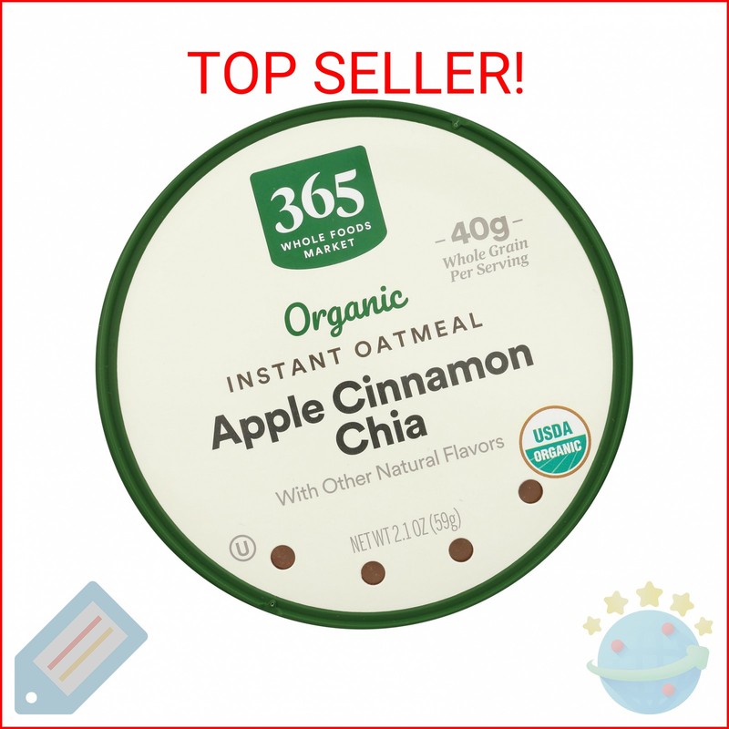 365 by Whole Foods Market, Organic Instant Oatmeal, Apple Cinnamon Chia, 2.1 Oun