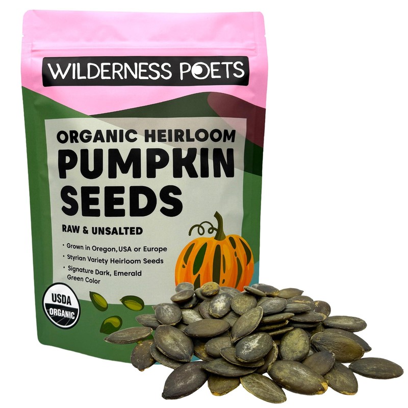 Wilderness Poets, Organic Heirloom Pumpkin Seeds Styrian Variety, No Shells,…
