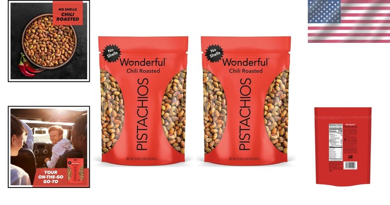 Chili Roasted Pistachios - 44oz Resealable Bag (Pack of 2) Gluten-Free Snacks gallery