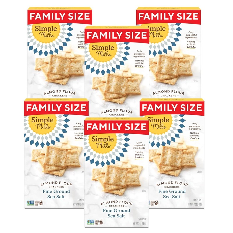 Simple Mills Almond Flour Crackers Fine Ground Sea Salt Family Size 6 Pack