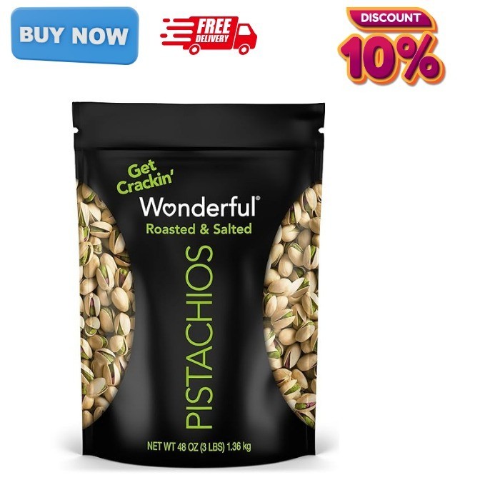Wonderful Pistachios In Shell, Roasted & Salted Nuts, 48 Ounce Resealable Bag, P
