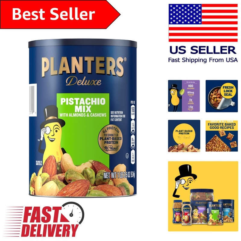 Airtight Canister of Pistachio, Almond & Cashew Mixed Nuts – Perfect Party Snack
