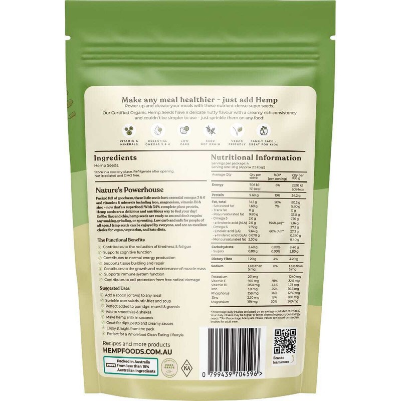 Hemp Foods Australia Organic Hemp Seeds Hulled 114g gallery