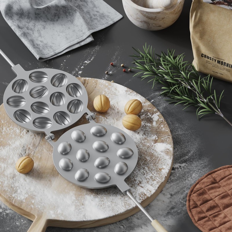BIOL Oreshki Mold 12 Cavity Walnut Cookie Baking 15.7x6.5x1.6, Light gallery