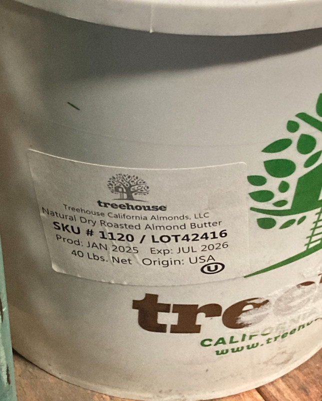 Treehouse Natural Dry Roasted Almond Butter, 40 POUNDS, EXP: JULY 2026 gallery