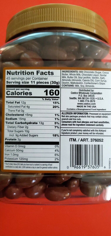 2 PACK KIRKLAND SIGNATURE MILK CHOCOLATE ROASTED ALMONDS gallery