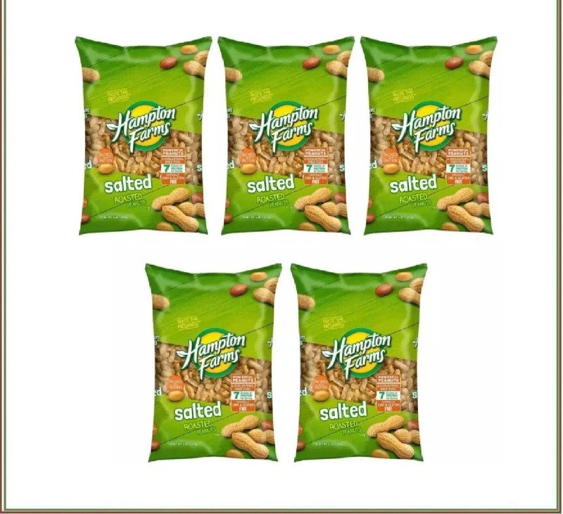 5 PACK – Hampton Farms Salted In-Shell Peanuts 5 lb (Total 25 lbs) FRESH!!