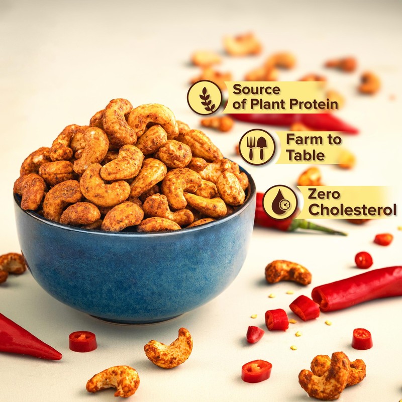 Kravio Thai Chilli Cashew Nuts 200g | Jumbo Roasted Spicy Healthy Kaju Snack gallery