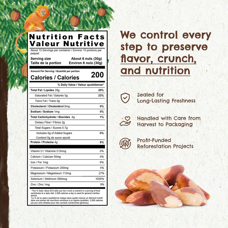 Brazil Nuts Raw Unsalted Kosher Vegan Gluten Free 15 oz Harvested Amazon gallery