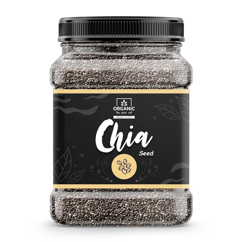 Organic Box Chia Seeds - 1 kg (Jar) - Healthy food for eating diet snacks