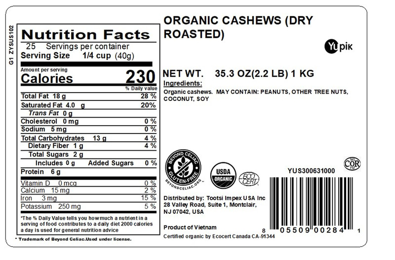 Organic Dry Roasted Cashews, 2.2 Lb (35.2 Oz), Kosher, Gluten-Free, Non-Gmo, Veg gallery