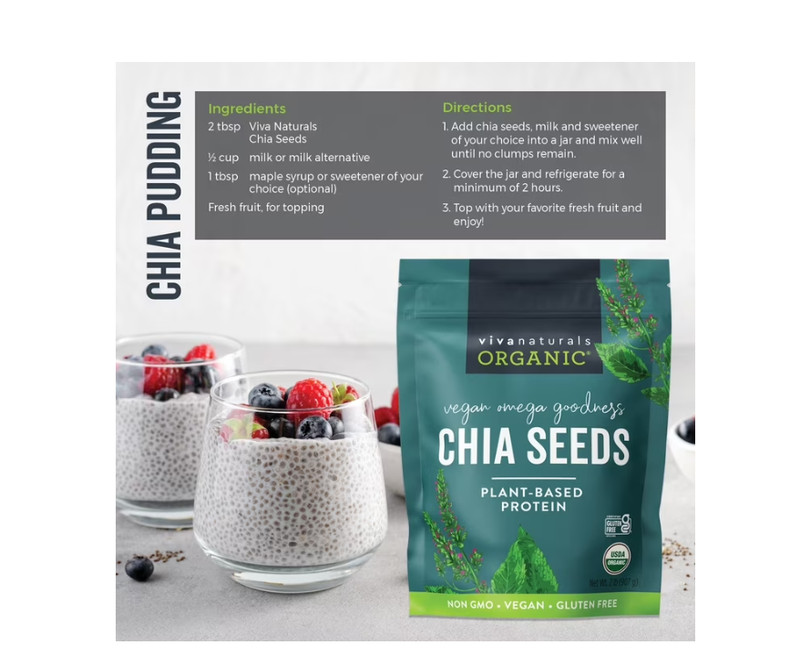 Organic Chia Seeds 2 LBs - Plant-Based Omega-3 and Vegan Protein, Non-GMO Chi gallery
