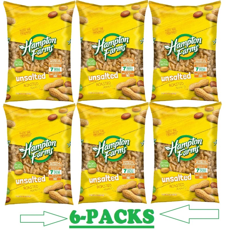 6-pack Hampton Farms Unsalted In-Shell Peanuts (5 lbs.)