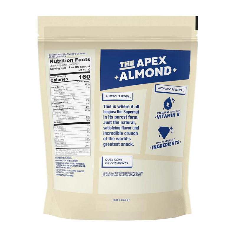 Blue Diamond Almonds Whole Natural Raw Snack Nuts, 25 Oz Resealable Bag (Pack of gallery